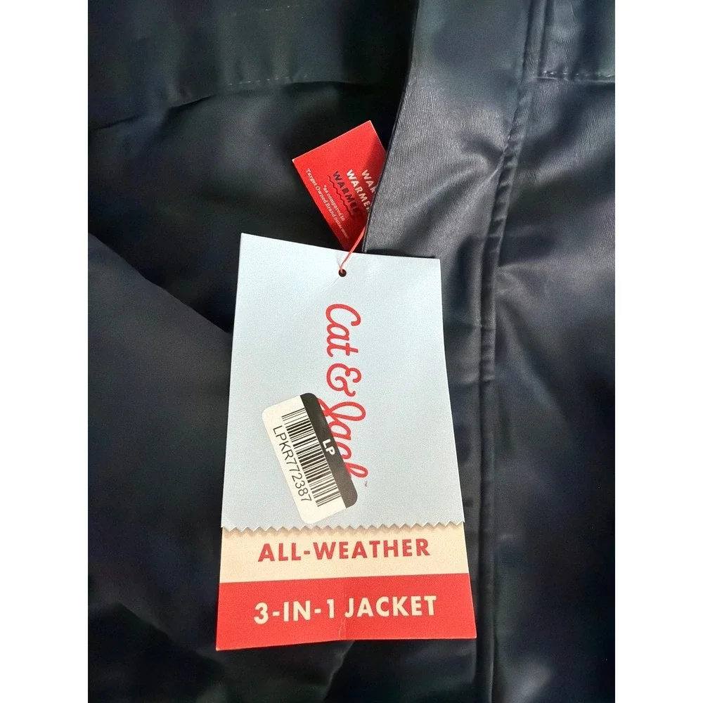 Cat & Jack Boys All-Weather 3-in-1 Jacket Black Hooded Coat 5T winter girls boys
